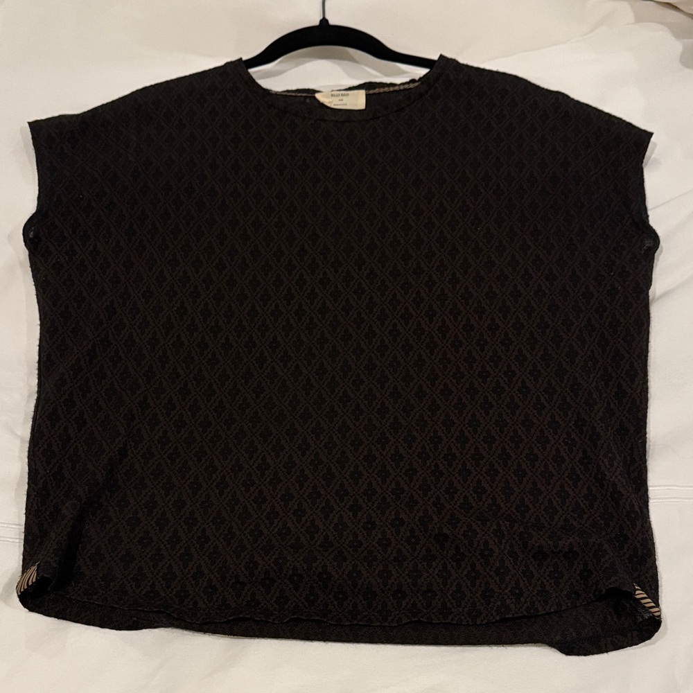 Billy Reid Black Diamond Pattern Short Sleeve Top